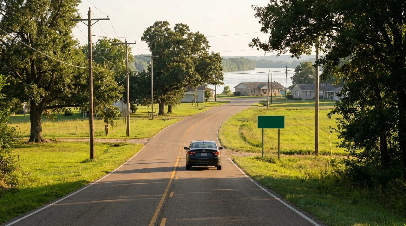 A quiet road leading into Buffalo, IA
