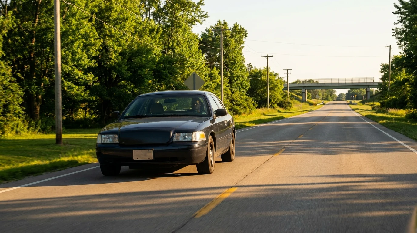A quiet road leading into Coal Valley, IL