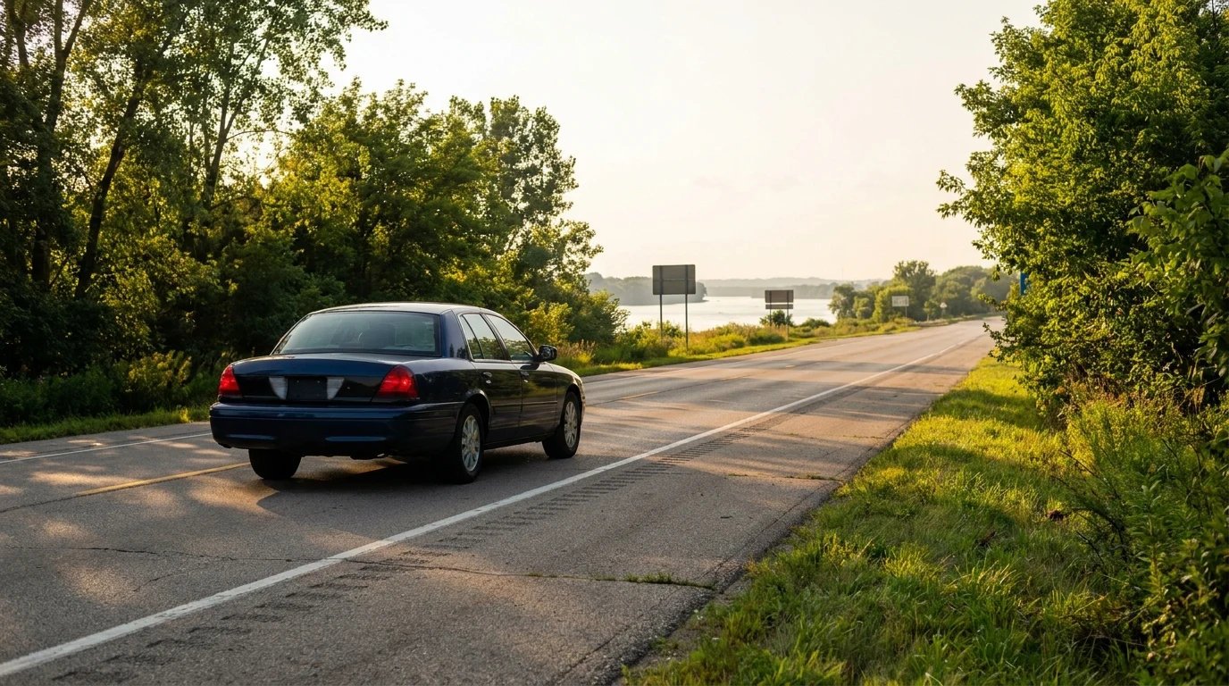 A quiet road leading into East Moline, IL