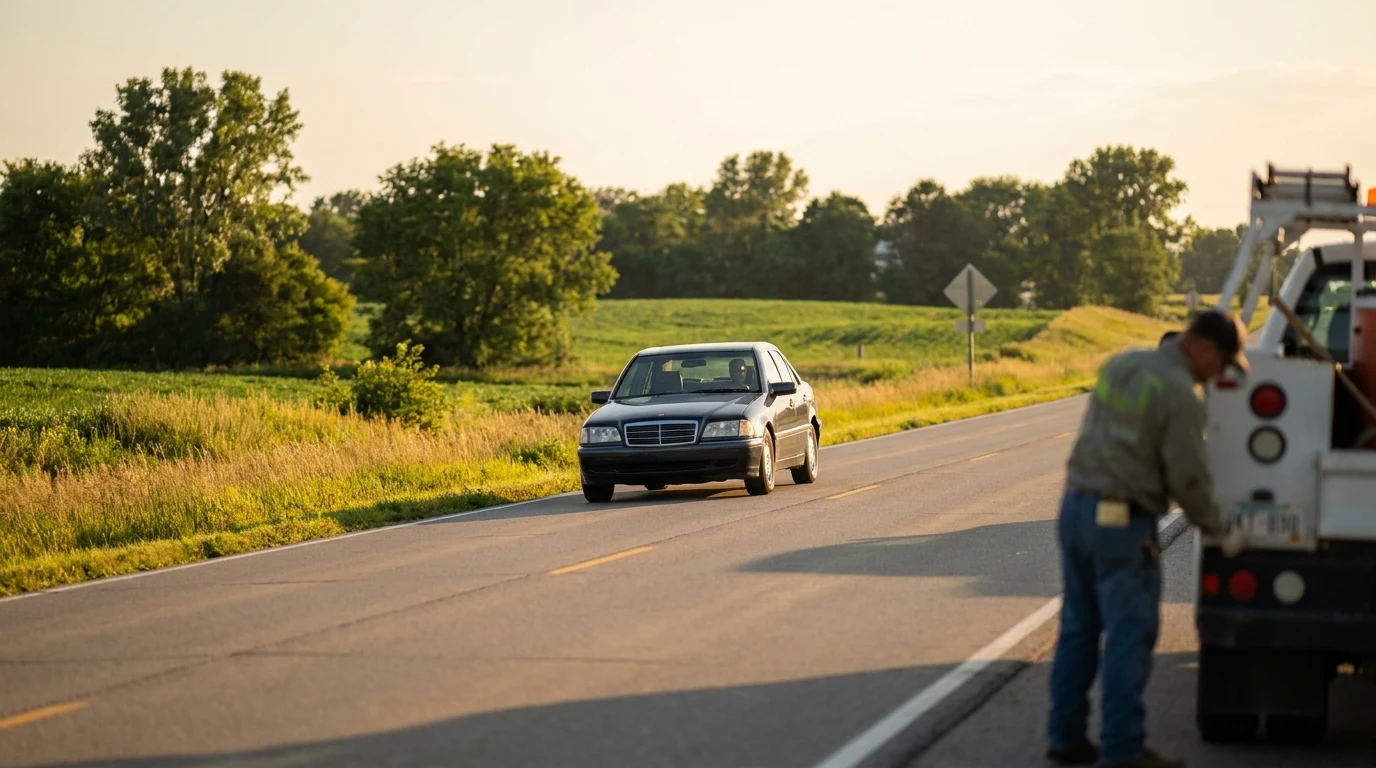 A quiet road leading into Geneseo, IL