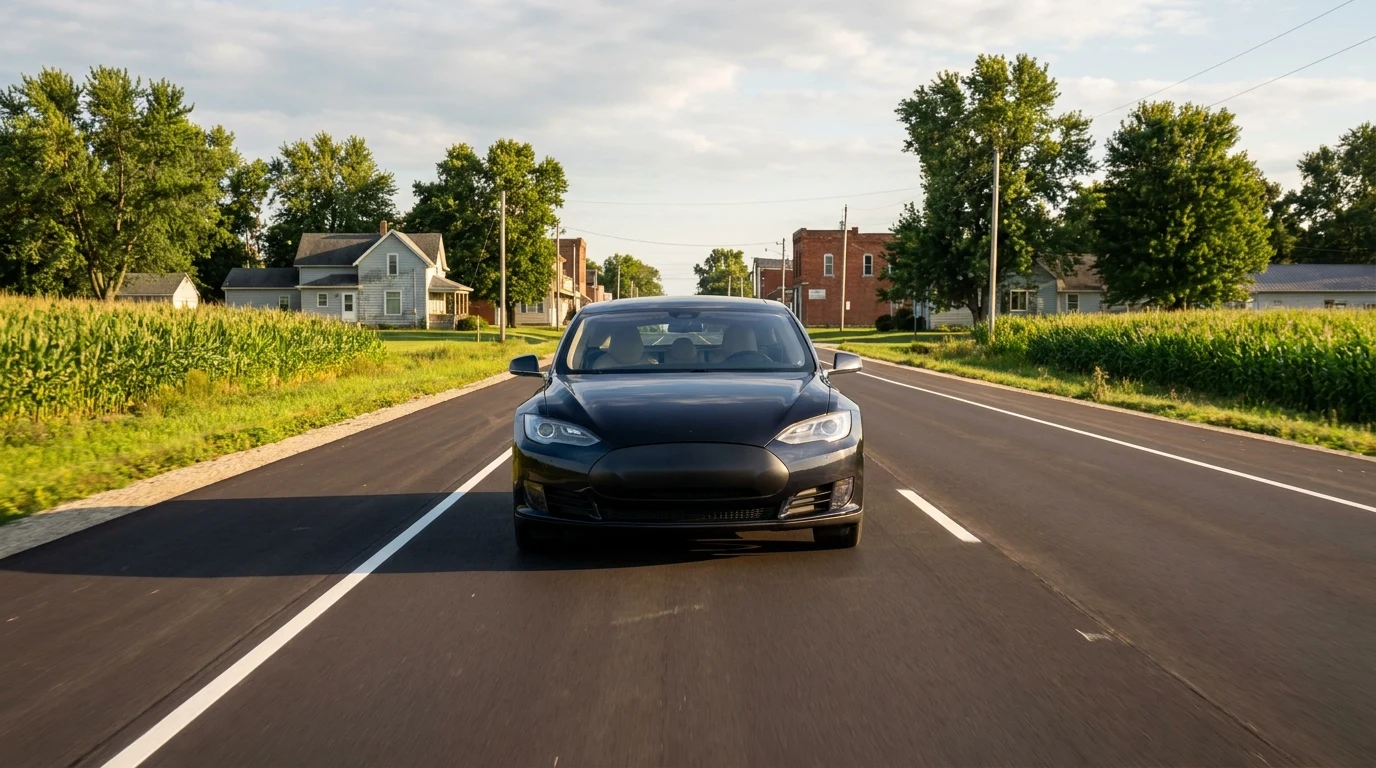 A quiet road leading into Milan, IL