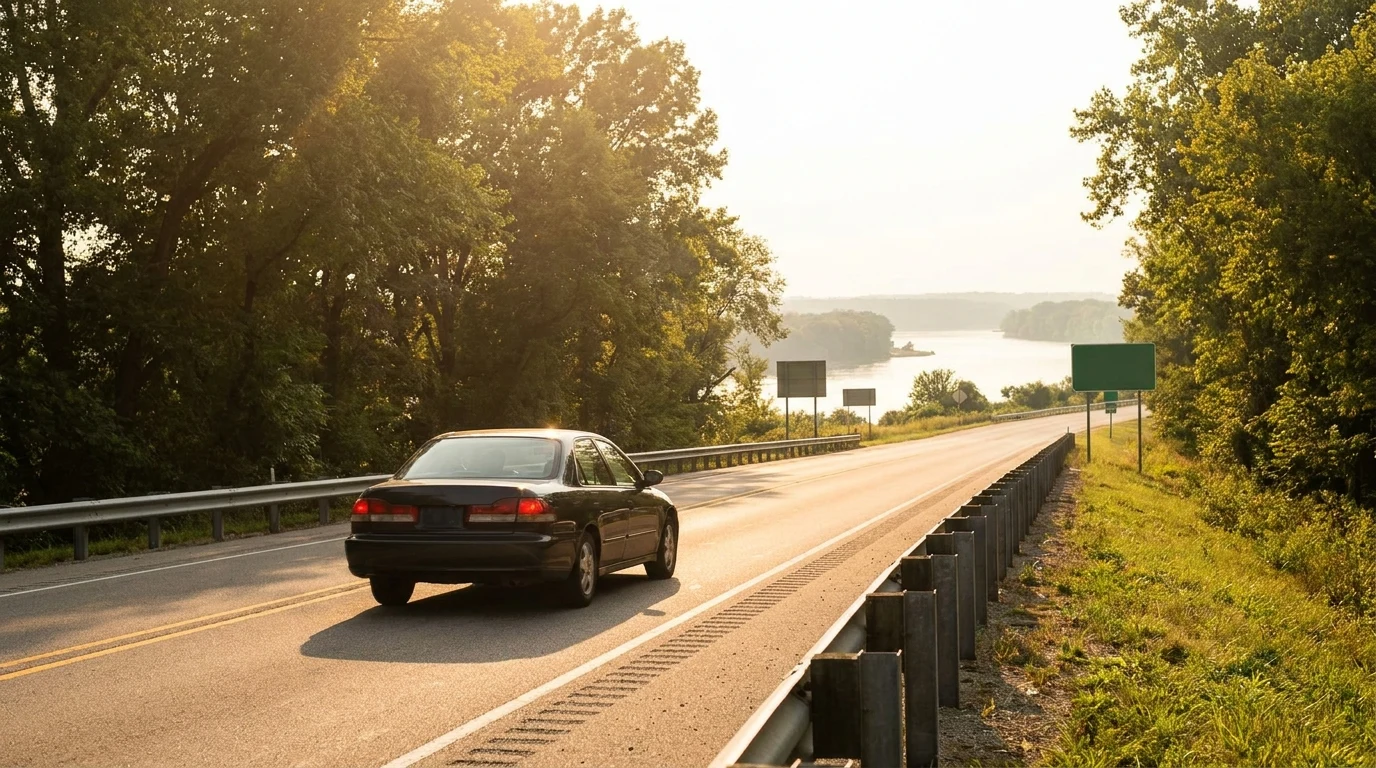 A quiet road leading into Moline, IL