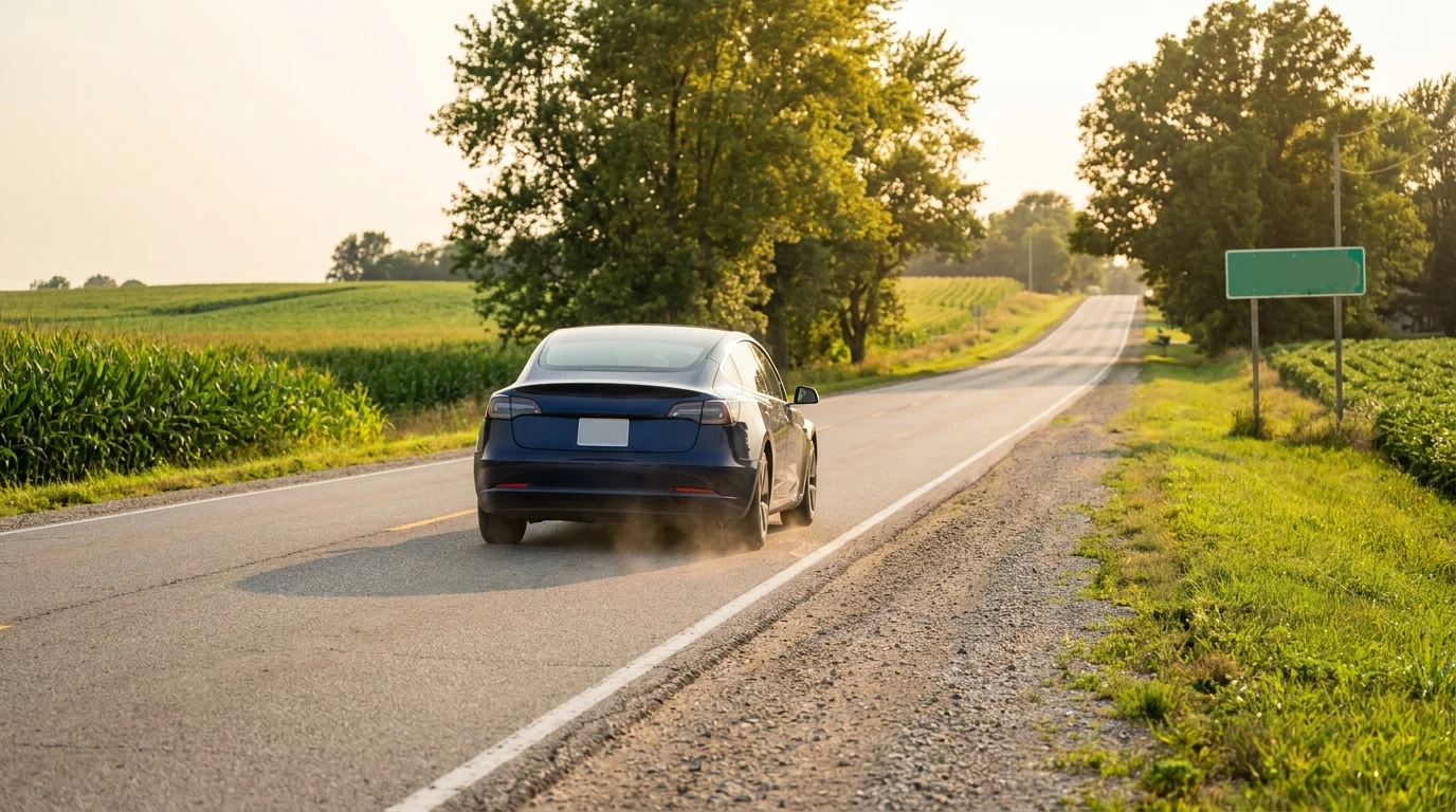 A quiet road leading into Sterling, IL